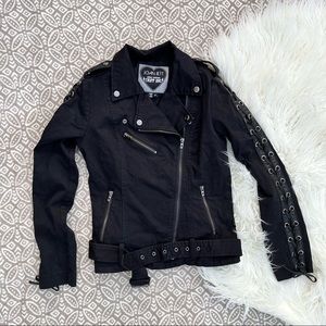 Joan Jett X Tripp NYC Black Twill Moto Jacket S Hot Topic